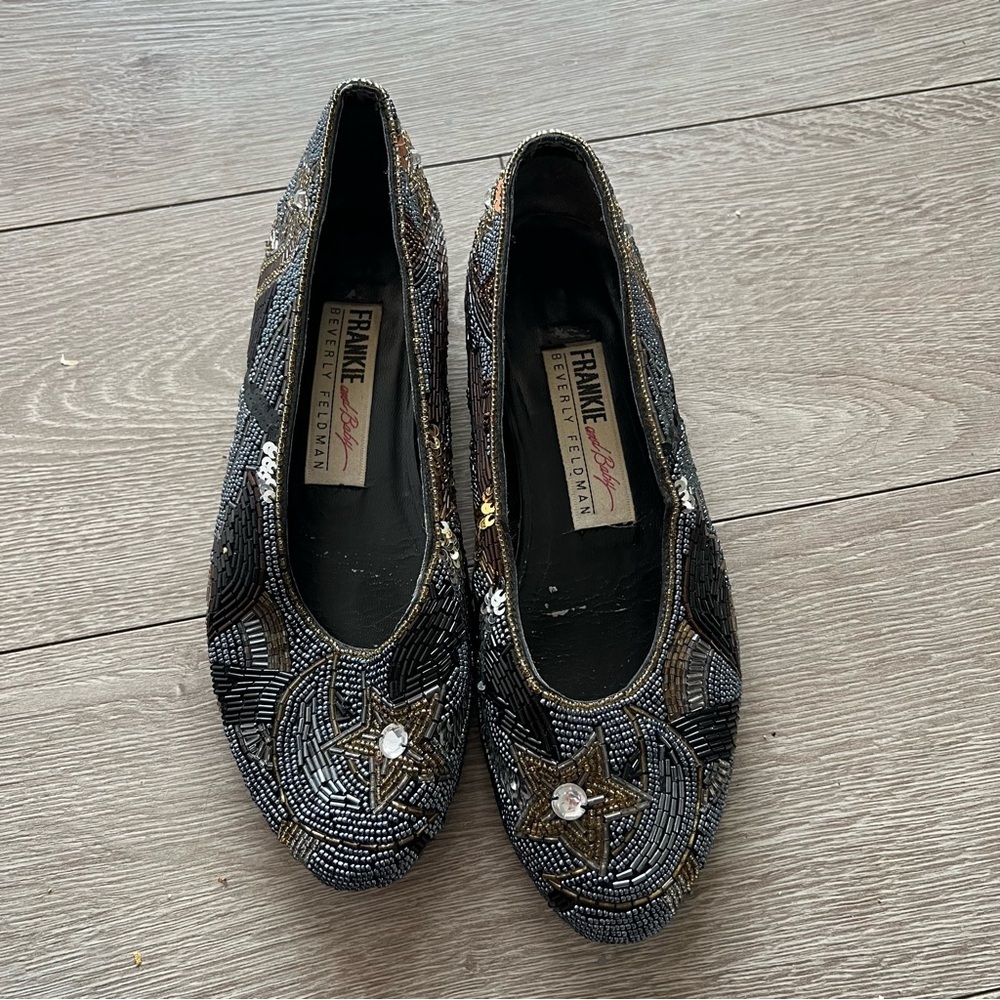 Beverly Feldman Jeweled Ballet Flat - Size 7M - Beaded PArty Vintage 80s
